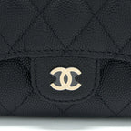 CHANEL CLASSIC FLAP COMPACT WALLET CAVIAR BLACK LGHW