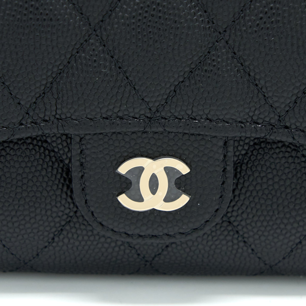 CHANEL CLASSIC FLAP COMPACT WALLET CAVIAR BLACK LGHW