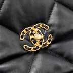 CHANEL SMALL 19 BAG LAMBSKIN BLACK MULTICOLOUR HARDWARE (MICROCHIP)