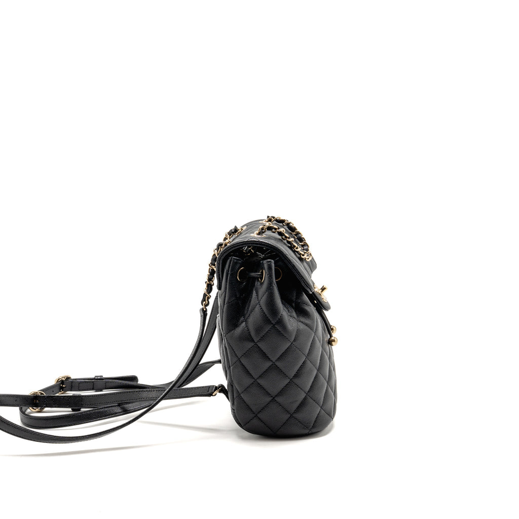 Chanel Mini Urban Spirit Backpack Caviar Black LGHW (Microchip)