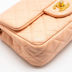 CHANEL PEARL CRUSH MINI RECTANGULAR FLAP BAG LAMBSKIN PINK GHW (MICROCHIP)
