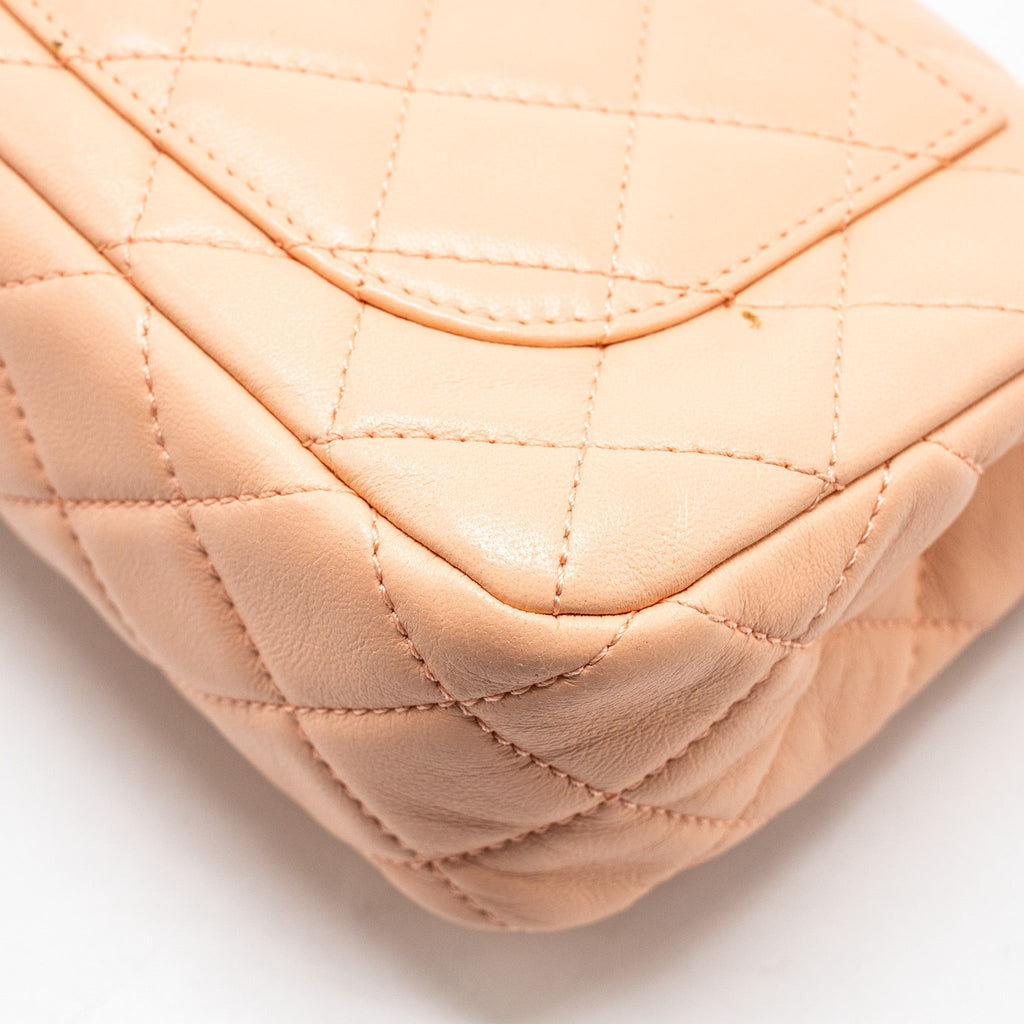 CHANEL PEARL CRUSH MINI RECTANGULAR FLAP BAG LAMBSKIN PINK GHW (MICROCHIP)