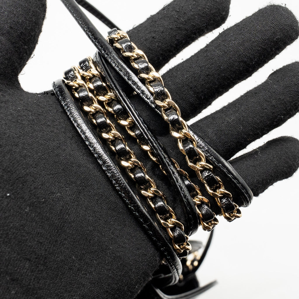 CHANEL MINI 31 BAG SHINY LAMBSKIN BLACK LGHW (MICROCHIP)