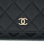 CHANEL RIBBON WALLET ON CHAIN LAMBSKIN BLACK LGHW (MICROCHIP)