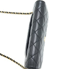 CHANEL RIBBON WALLET ON CHAIN LAMBSKIN BLACK LGHW (MICROCHIP)