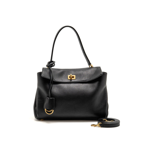 Balenciaga Small Rodeo Handbag Smooth Calfskin Black Ruthenium GHW