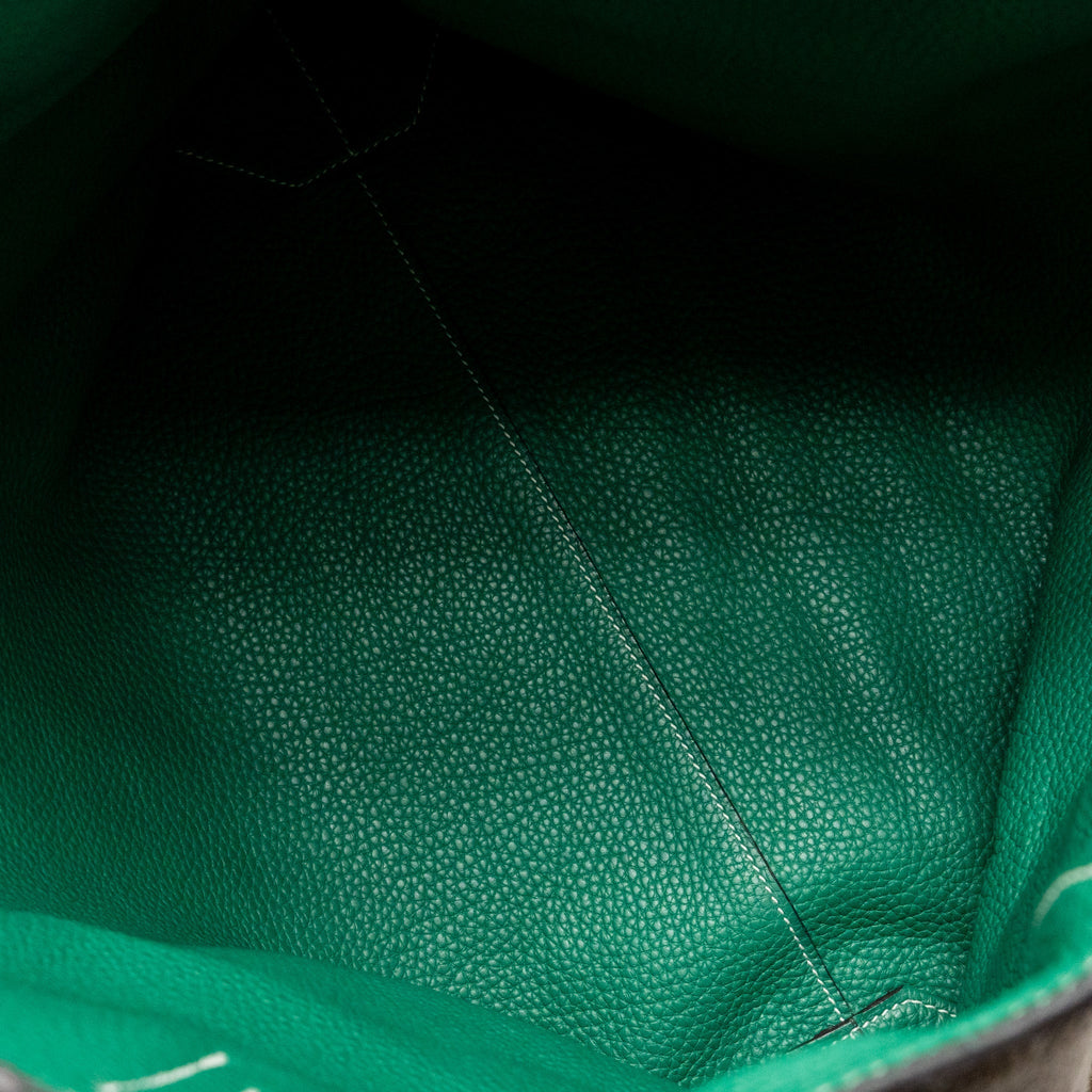 Hermes double sense tote bag clemence etoupe/green