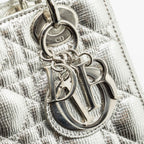 DIOR SMALL MY ABC LADY DIOR CANNAGE CALFSKIN METALLIC SILVER SHW