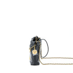 CHANEL 23S MINI 22 BAG WITH PEARL SHINY CALFSKIN BLACK GHW (MICROCHIP)