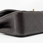 CHANEL SMALL CLASSIC DOUBLE FLAP BAG LAMBSKIN DARK BROWN LGHW (MICROCHIP)