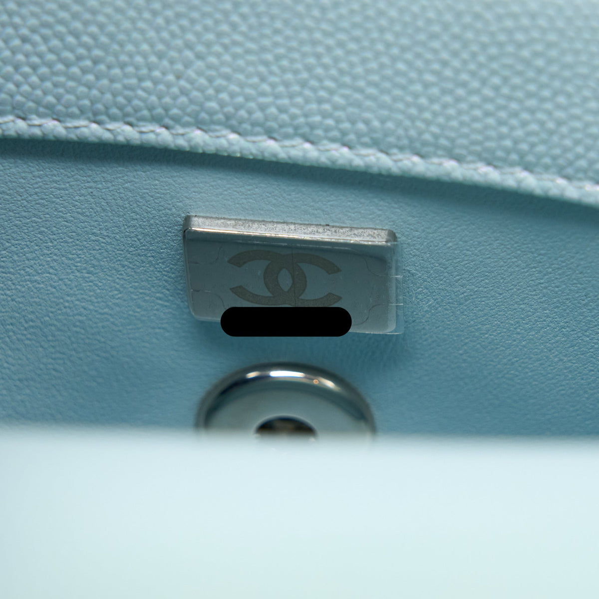 CHANEL MINI COCO HANDLE OMBRE IRIDESCENT CAVIAR LIGHT BLUE MULTICOLOUR HARDWARE (MICROCHIP)