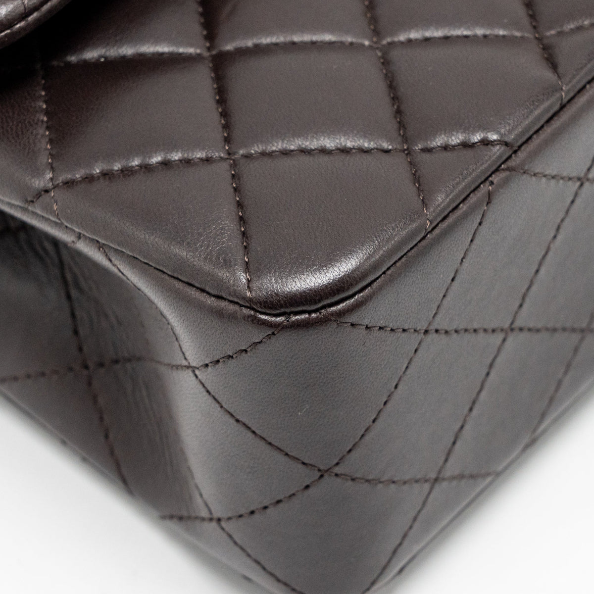 CHANEL SMALL CLASSIC DOUBLE FLAP BAG LAMBSKIN DARK BROWN LGHW (MICROCHIP)