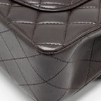 CHANEL SMALL CLASSIC DOUBLE FLAP BAG LAMBSKIN DARK BROWN LGHW (MICROCHIP)
