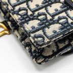DIOR SADDLE BELT POUCH OBLIQUE JACQUARD CANVAS BLUE GHW