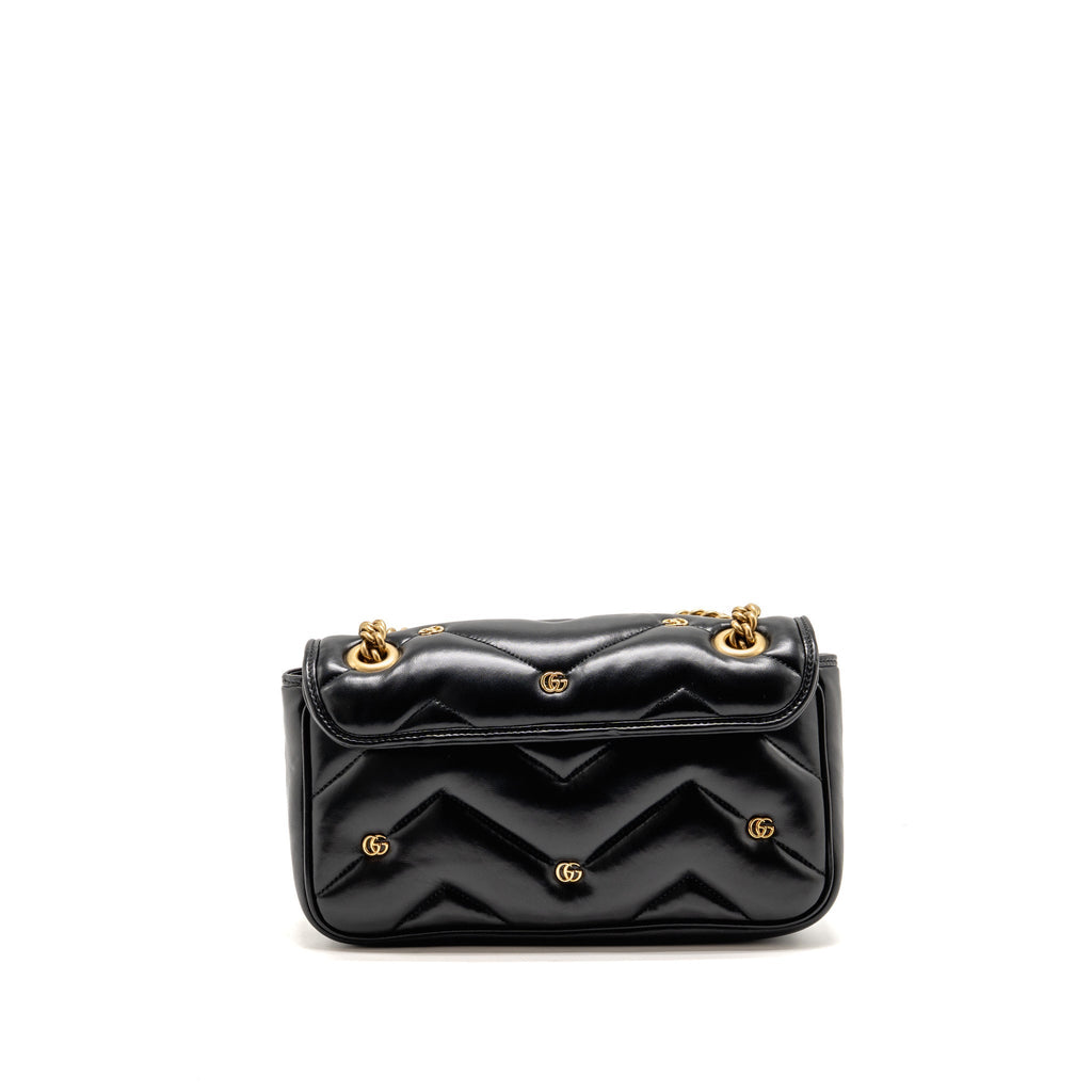 Gucci medium GG marmont studded matelasse shoulder bag lambskin black GHW