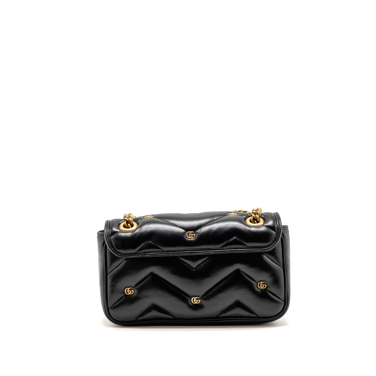 Gucci medium GG marmont studded matelasse shoulder bag lambskin black GHW
