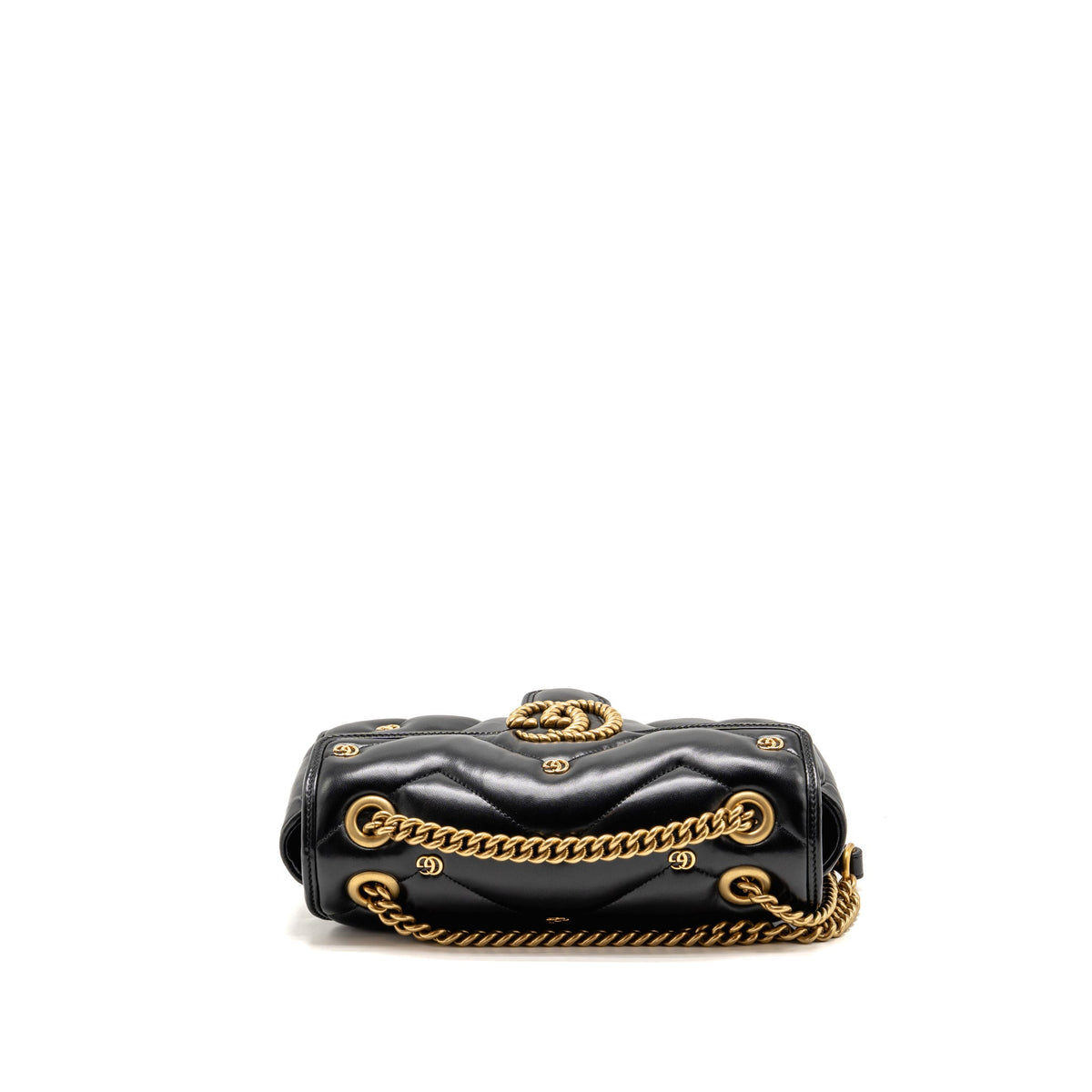 Gucci medium GG marmont studded matelasse shoulder bag lambskin black GHW