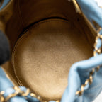 Chanel 22S Pearl Crush Bucket Bag Lambskin Blue GHW (Microchip)