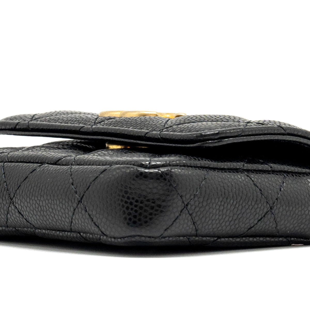 CHANEL MINI FLAP BELT BAG/CARD HOLDER CAVIAR BLACK GHW (MICROCHIP)
