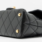 CHANEL 25P TOP HANDLE FLAP BAG SHINY LAMBSKIN BLACK GHW(MICROCHIP)