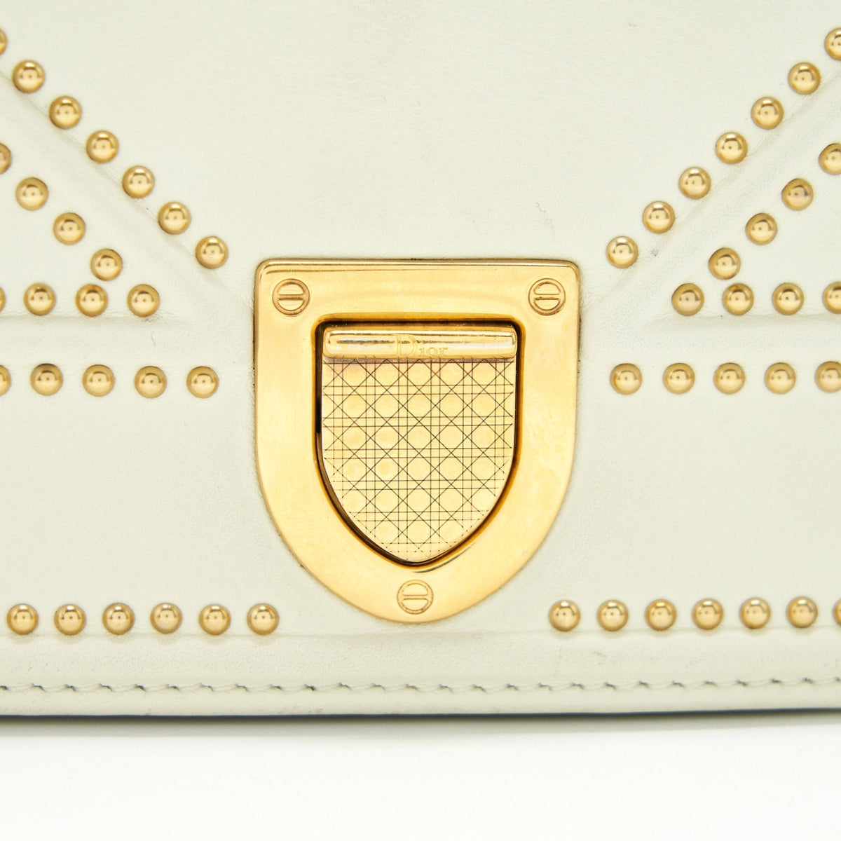 DIOR DIORAMA STUDDED LAMBSKIN SMALL WHITE WITH GHW