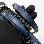 CHANEL CC TOP HANDLE VANITY CASE CAVIAR NAVY BLUE GHW