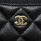 CHANEL CLASSIC CARD HOLDER CAVIAR BLACK GHW (MICROCHIP )