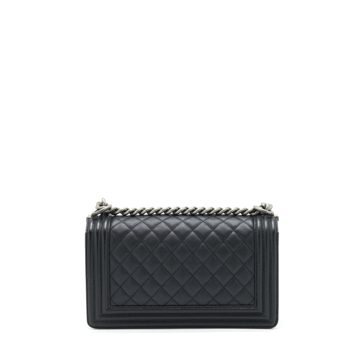 CHANEL MEDIUM BOY BAG CAVIAR BLACK WITH RUTHENIUM SLIVER HARDWARE