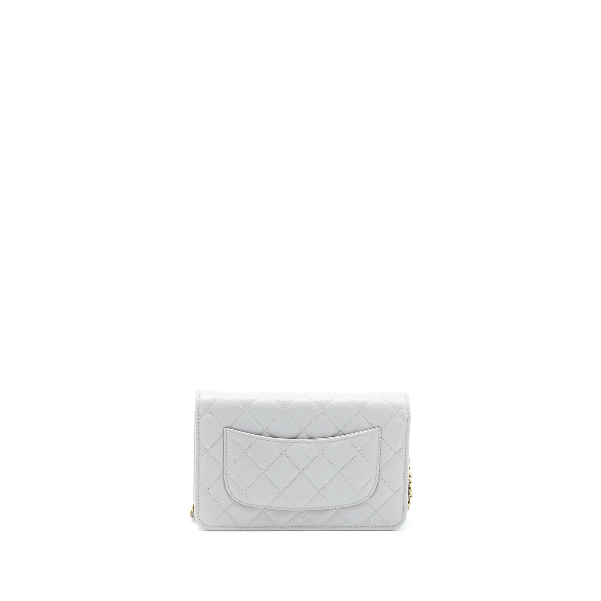 CHANEL CLASSIC WALLET ON CHAIN CAVIAR LIGHT GREY LGHW (MICROCHIP)