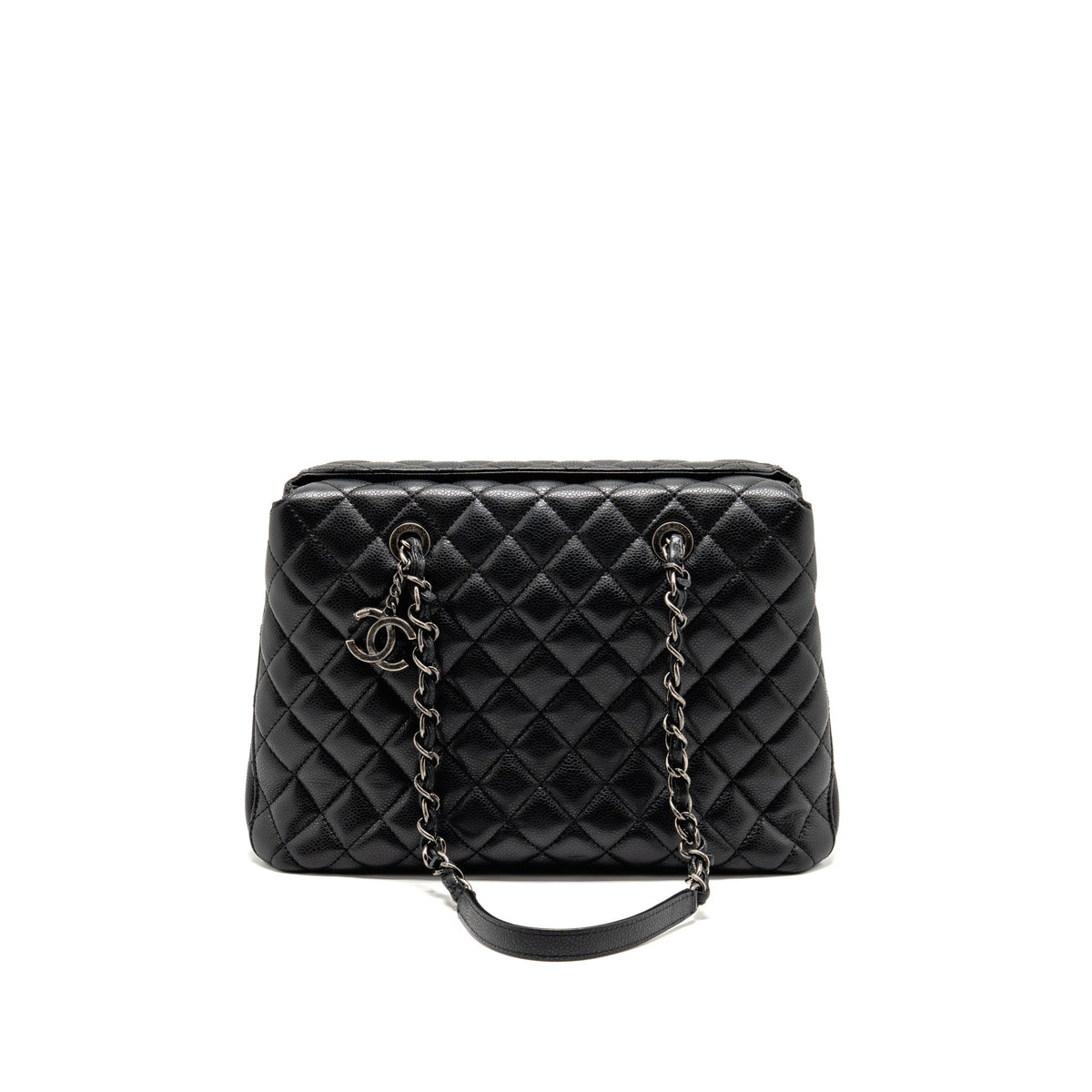 Chanel city shopping tote quilted caviar calfskin black ruthenium silver hardware
