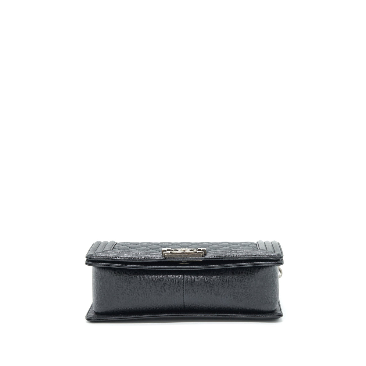 CHANEL MEDIUM BOY BAG CAVIAR BLACK WITH RUTHENIUM SLIVER HARDWARE