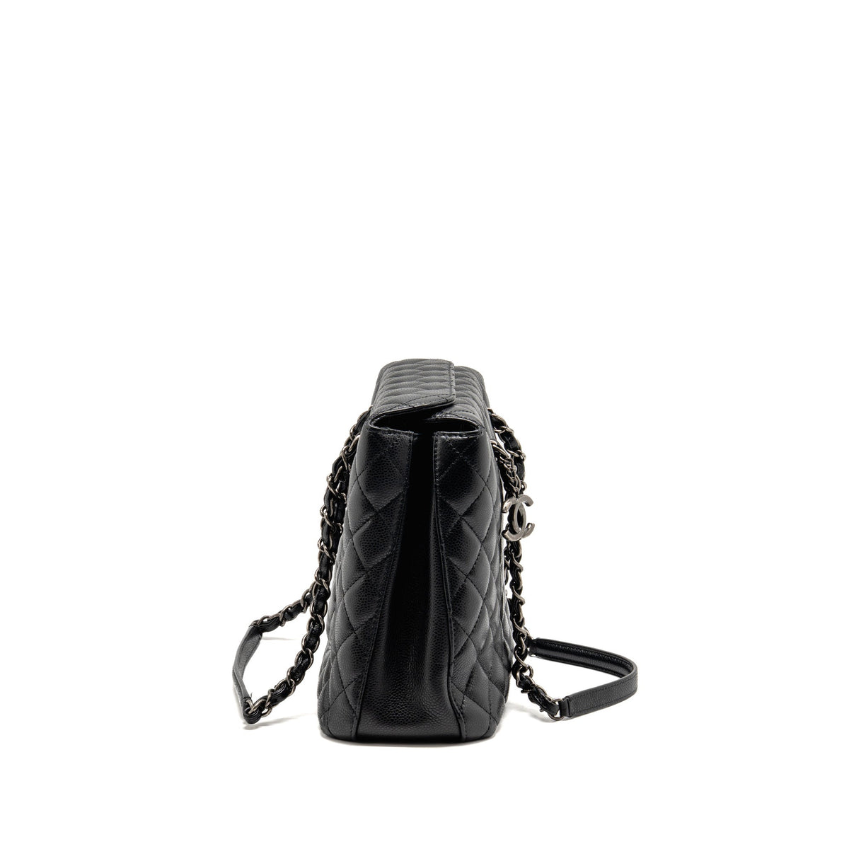 Chanel city shopping tote quilted caviar calfskin black ruthenium silver hardware