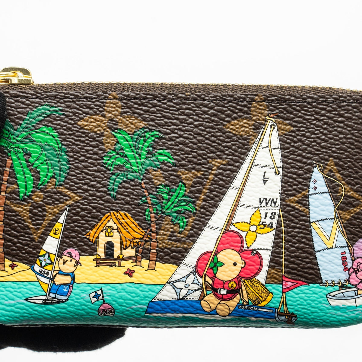 LOUIS VUITTON 2023 CHRISTMAS ANIMATION SAILING KEY POUCH MONOGRAM CANVAS MULTICOLOUR GHW