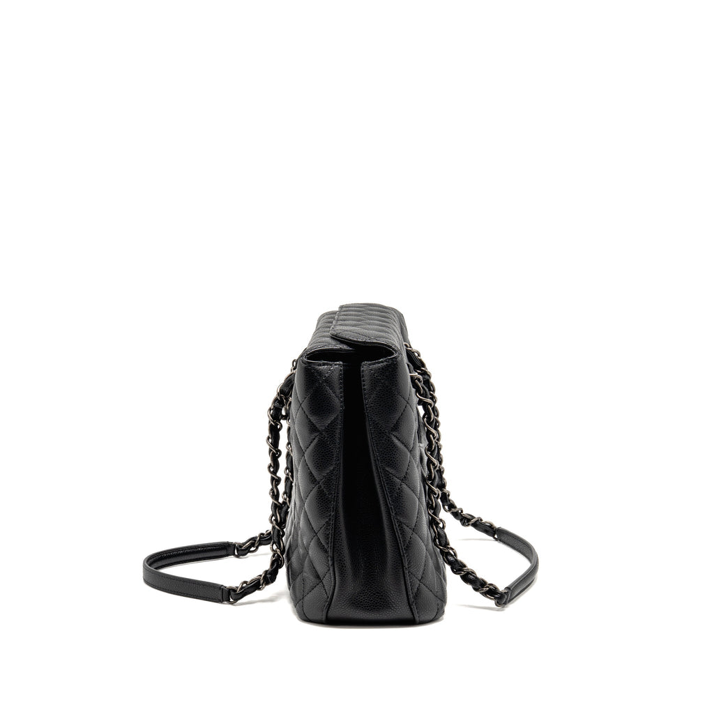 Chanel city shopping tote quilted caviar calfskin black ruthenium silver hardware