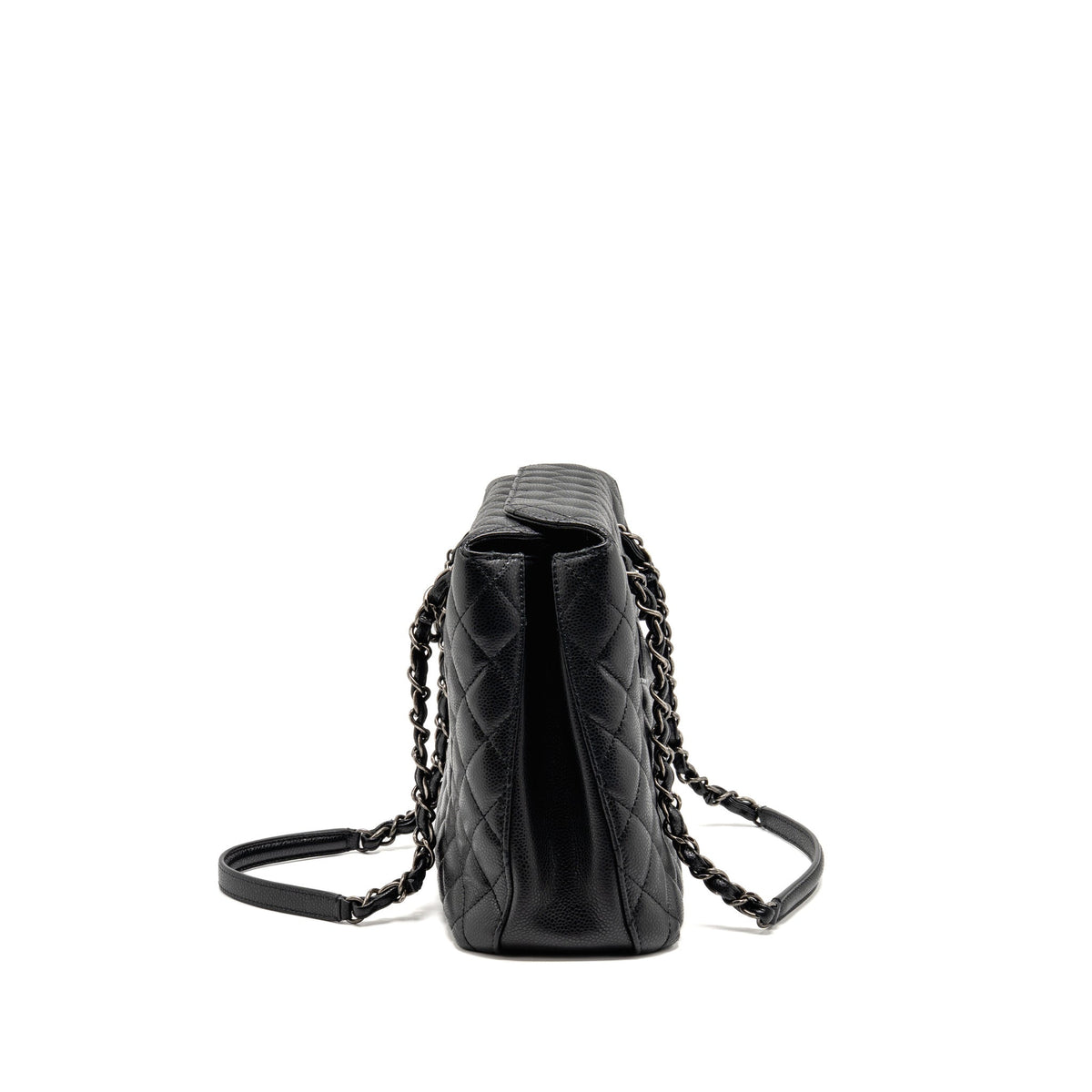 Chanel city shopping tote quilted caviar calfskin black ruthenium silver hardware