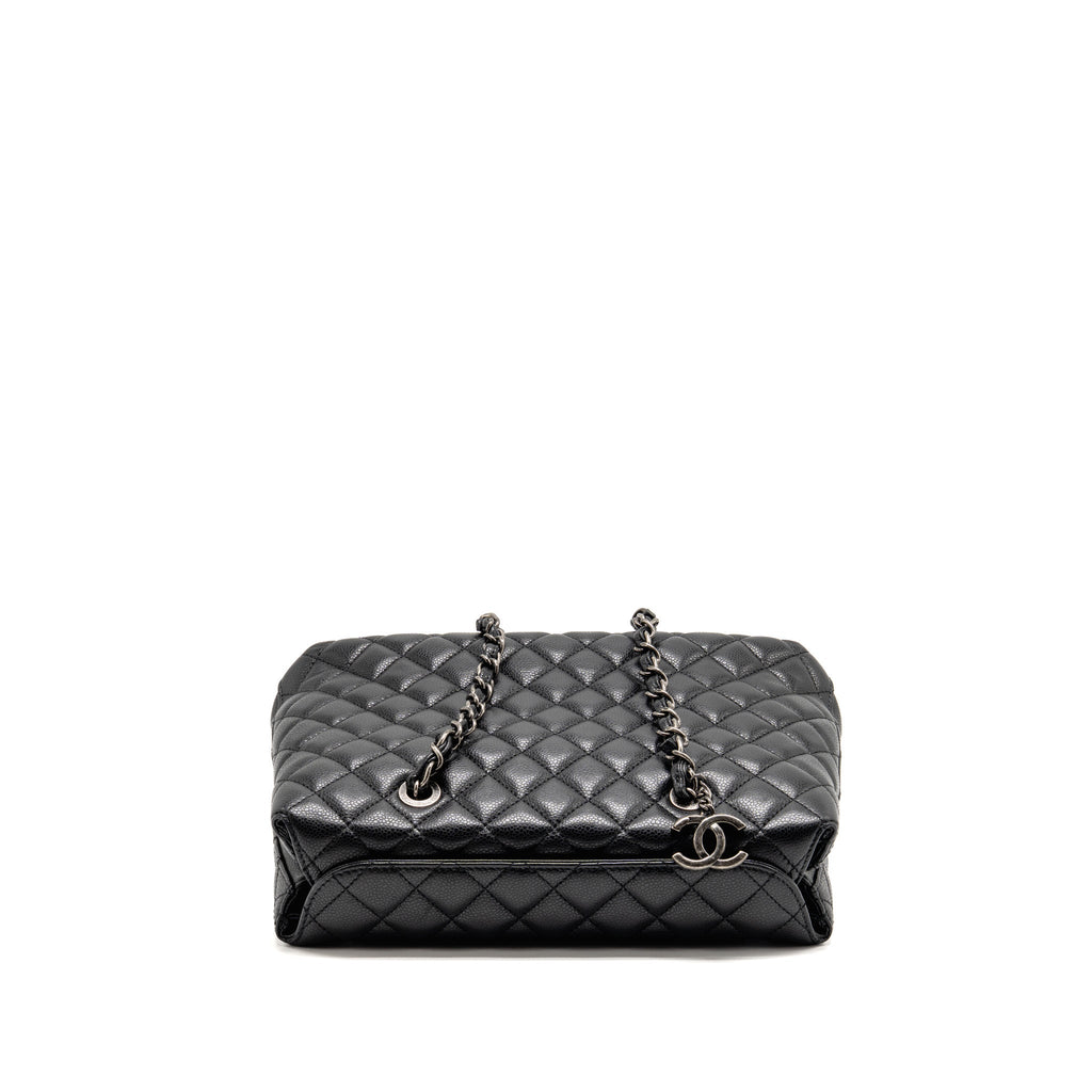 Chanel city shopping tote quilted caviar calfskin black ruthenium silver hardware