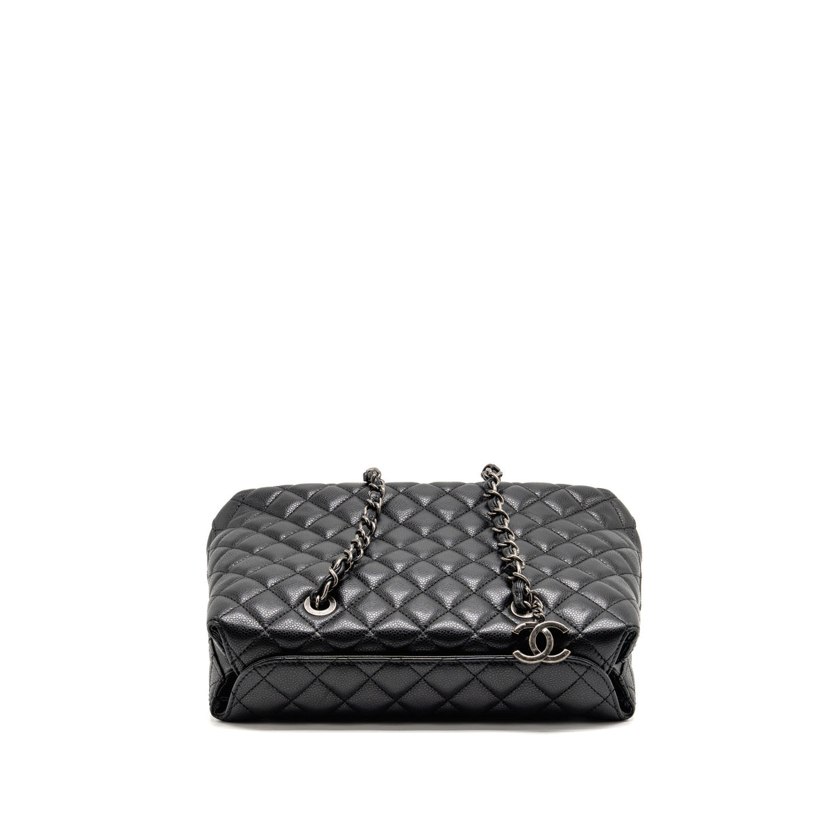 Chanel city shopping tote quilted caviar calfskin black ruthenium silver hardware