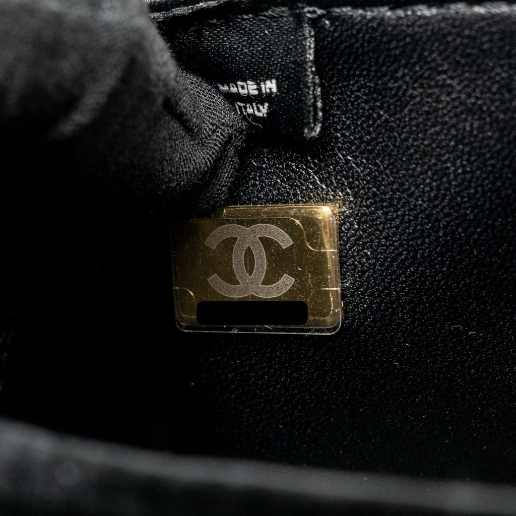 CHANEL MINI BOWLING CLUTCH WITH CHAIN VELVET BLACK GHW (MICROCHIP)