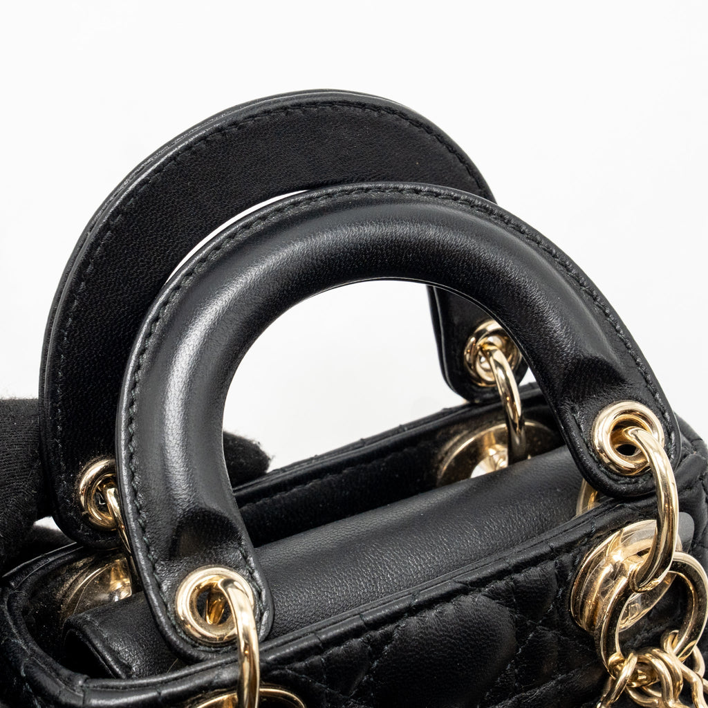 Dior Micro Lady Dior Bag Cannage Lambskin Black LGHW