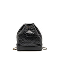 Chanel Gabrielle Backpack Aged Calfskin BLACK Multicolour Hardware