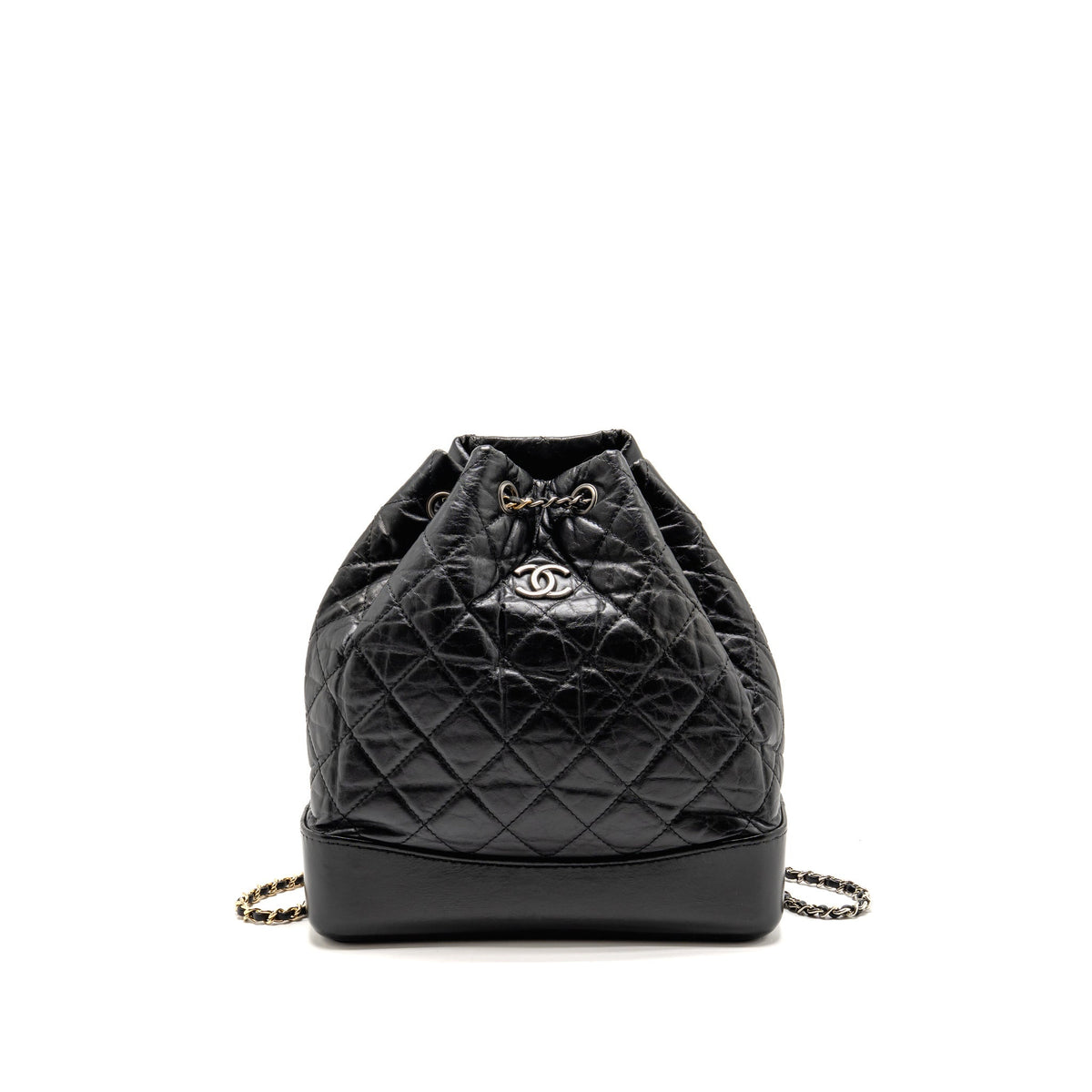 Chanel Gabrielle Backpack Aged Calfskin BLACK Multicolour Hardware