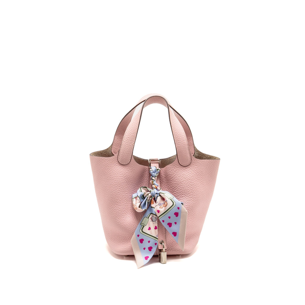 Hermes Picotin 18 Lock Bag Clemence Rose Sakura SHW