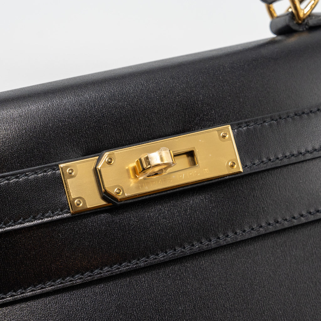 HERMES KELLY 28 BOX LEATHER BLACK GHW