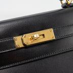 HERMES KELLY 28 BOX LEATHER BLACK GHW