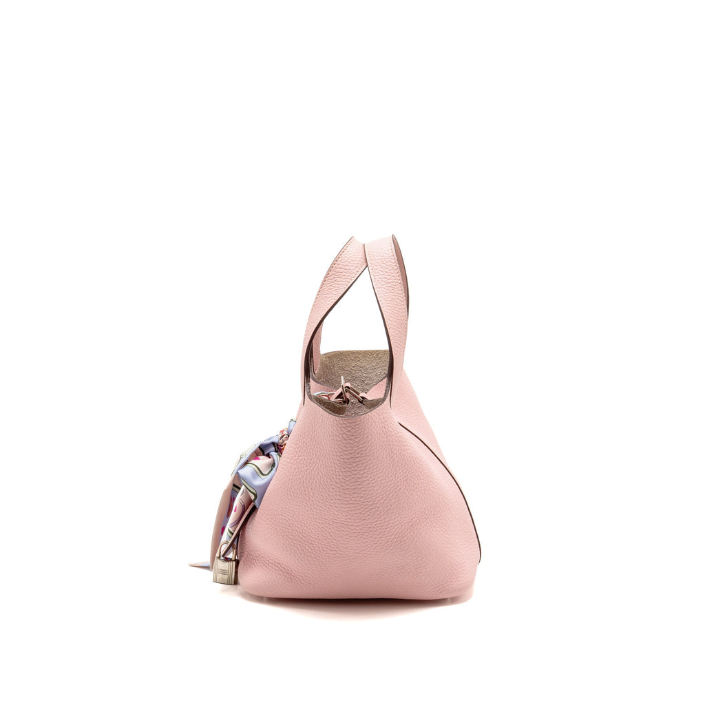 Hermes Picotin 18 Lock Bag Clemence Rose Sakura SHW