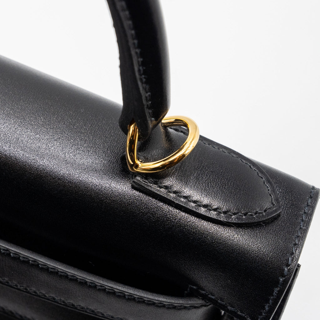 HERMES KELLY 28 BOX LEATHER BLACK GHW