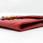 GUCCI MARMONT FLAP WALLET WITH CHAIN CALFSKIN RED GHW