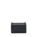 CHANEL SMALL BOY CALFSKIN BLACK RUTHENIUM SLIVER HARDWARE
