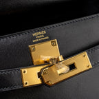 Hermes Kelly 28 Box Leather Black GHW