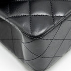 CHANEL SMALL CLASSIC DOUBLE FLAP BAG LAMBSKIN BLACK SHW (MICROCHIP)